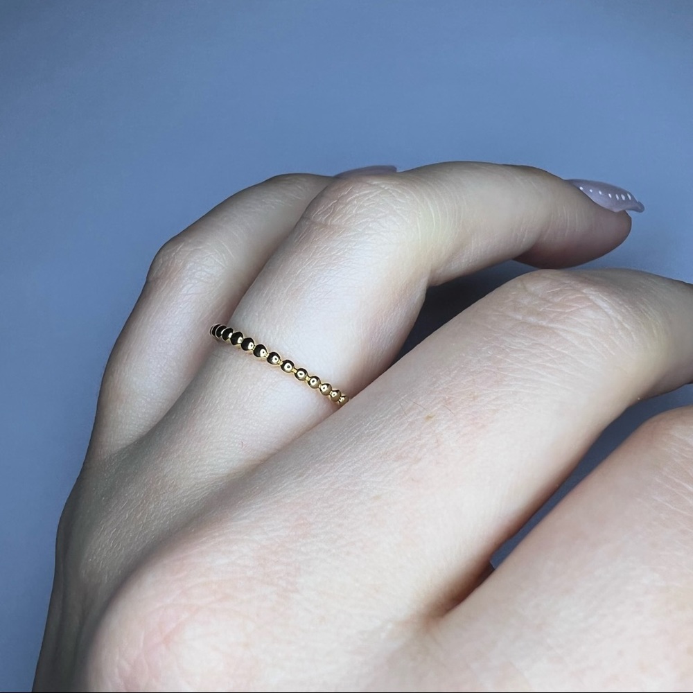 14k Yellow Stackable Bead Ring - image 1